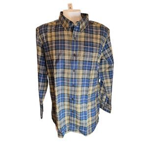 Men's L.L.Bean scotch heather Plaid Casual Button Down Shirt XXL Blue Olive